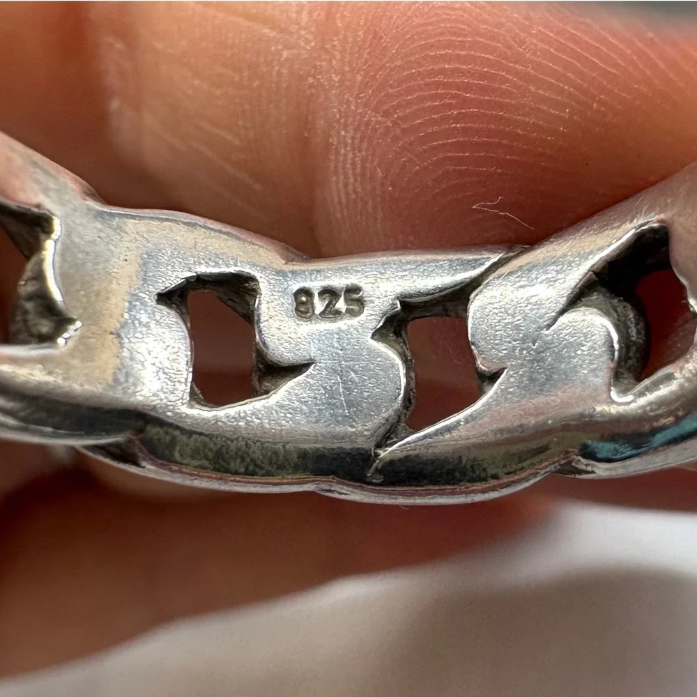 Unbranded Curb Link Chain Ring Unisex Size 9 Silver Good Sterling 925 Band